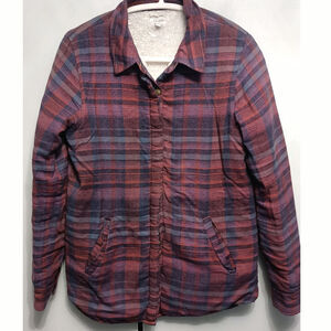 Element Eden purple plaid jacket soft cotton lined warm button up pockets Size M